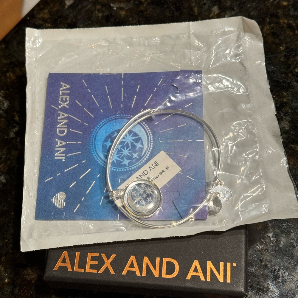 Alex and Ani art infusion moon and stars silver bracelet